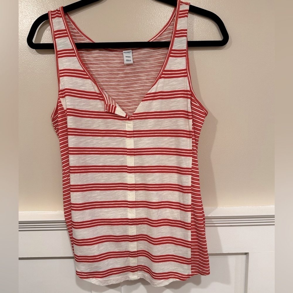 Red And White Striped Women's Tank Top